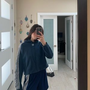 Blue cropped adidas hoodie